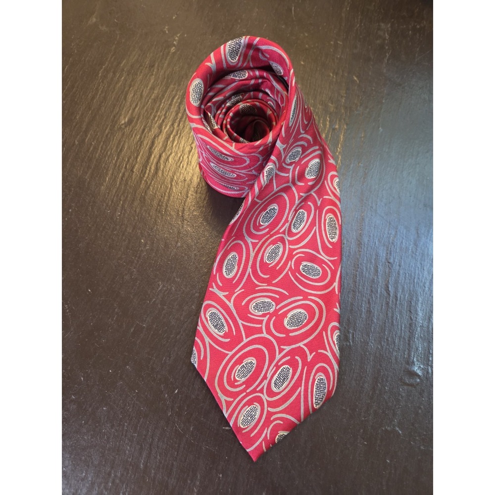 Paco Rabanne Men's 100% Italian Silk Tie Made In Italy Red/Black/White NEW!